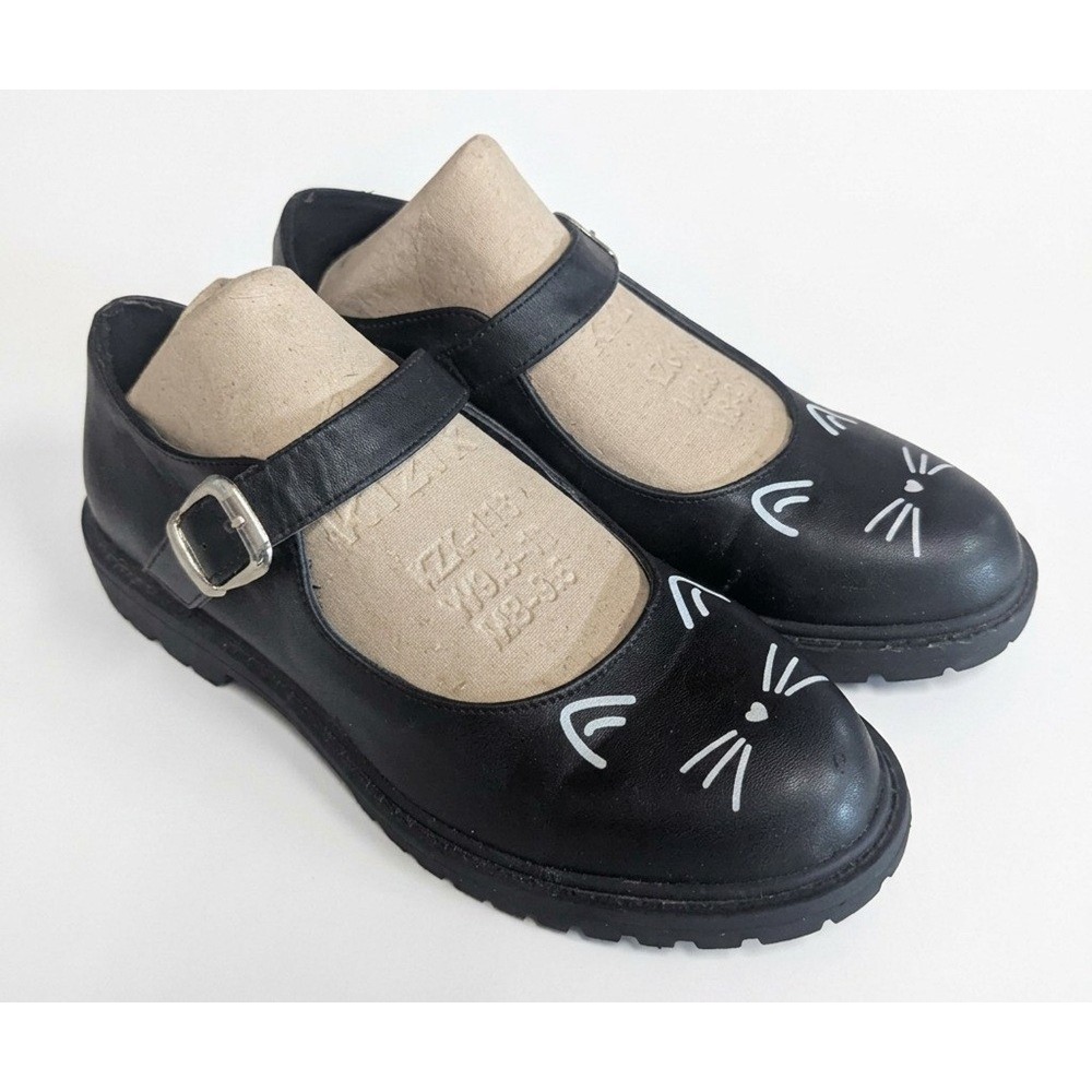Hot Topic Mary Jane Cat Face Shoes, Black, Silver Buckle, 13220950, Size 9